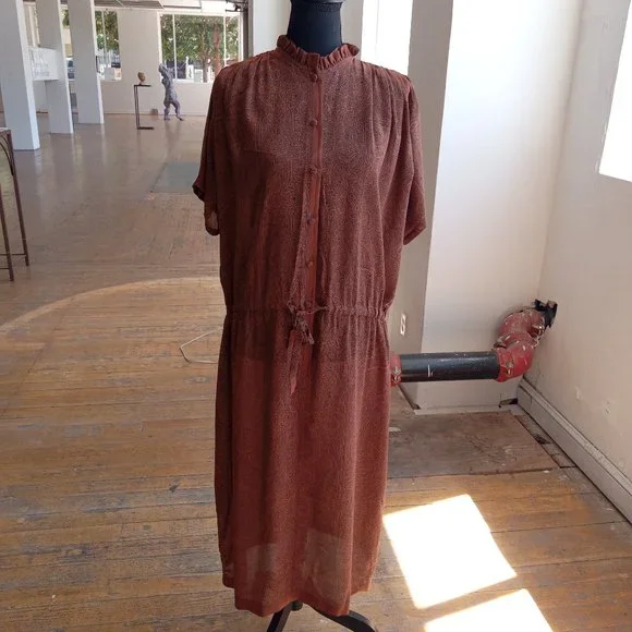 Brown and black sheer graphic Italian dress - Picture 1 of 11